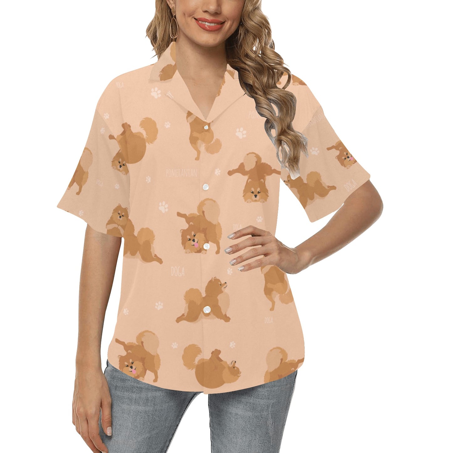 Pomeranians Pattern Print Design A06 Women's Hawaiian Shirt