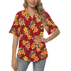 Orange Hibiscus Pattern Print Design HB026 Women's Hawaiian Shirt