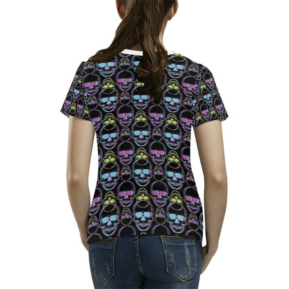 Skull 3D Colorful Print Design LKS309 Women's  T-shirt