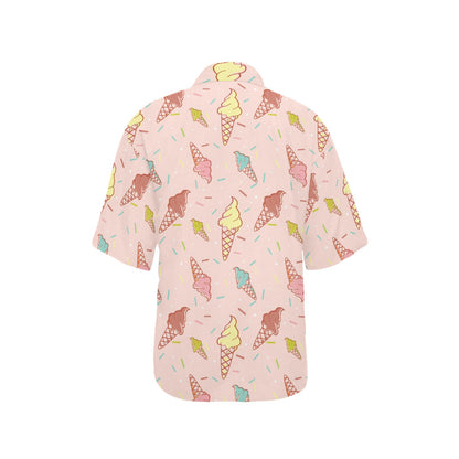 Ice Cream Pattern Print Design 02 Women's Hawaiian Shirt