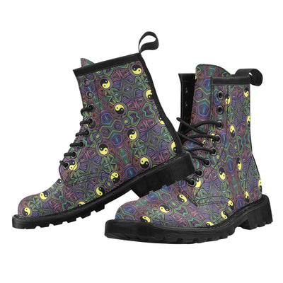 Yin Yang Neon Color Design Print Women's Boots