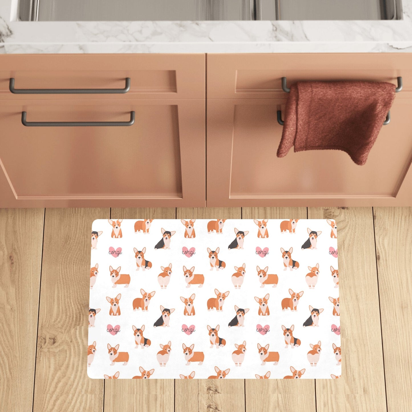Cardigan Welsh Corgis Pattern Print Design 02 Kitchen Mat