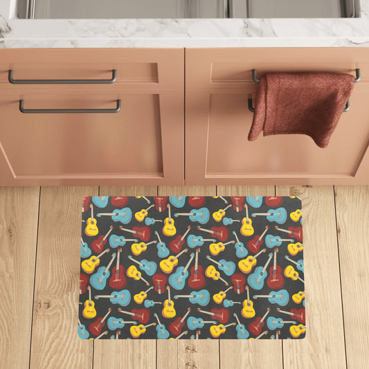 Acoustic Guitar Pattern Print Design 01 Kitchen Mat