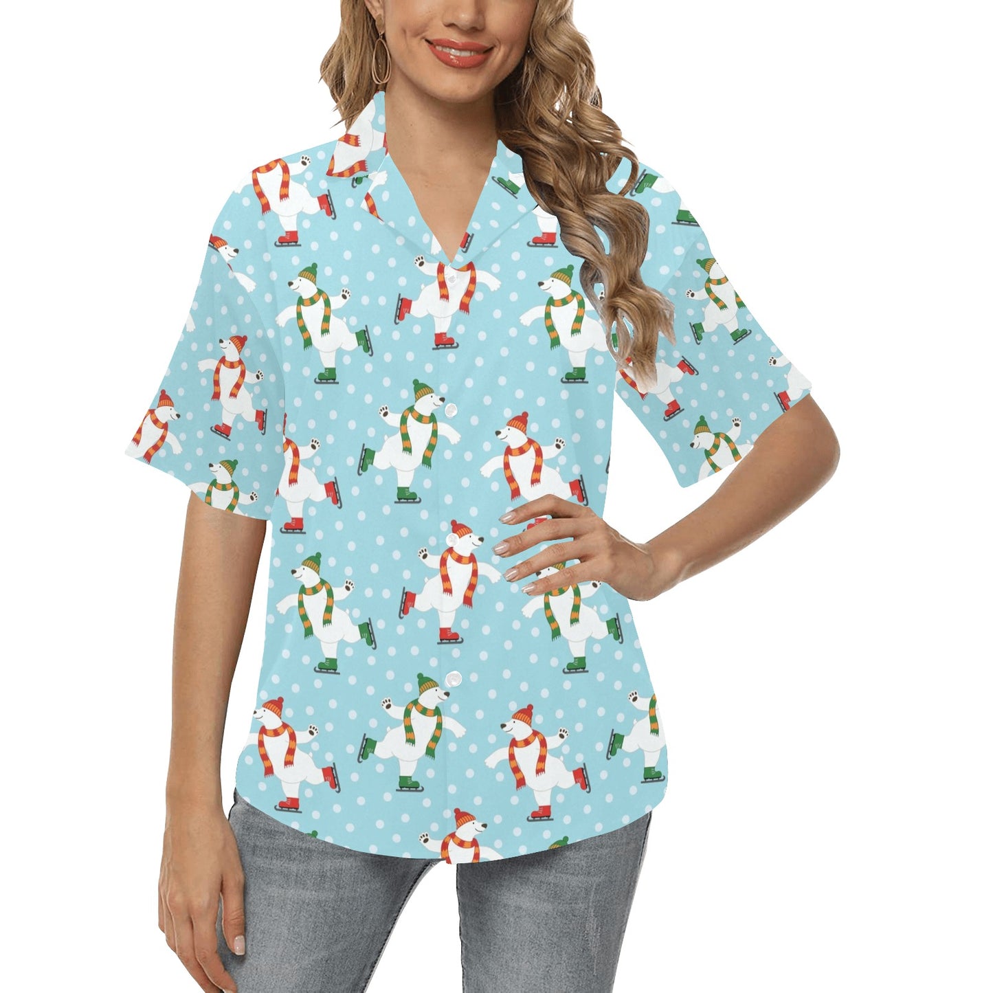 Polar Bear Pattern Print Design PB07 Women's Hawaiian Shirt