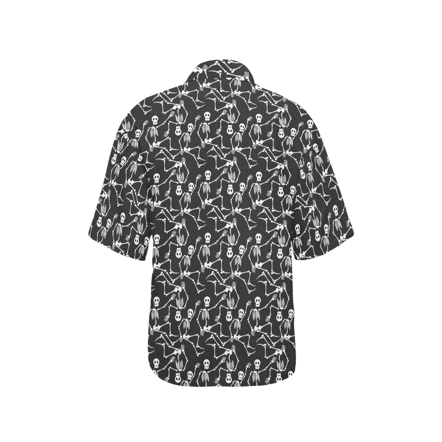 Skeleton Themed Print Women's Hawaiian Shirt
