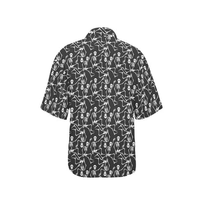 Skeleton Themed Print Women's Hawaiian Shirt