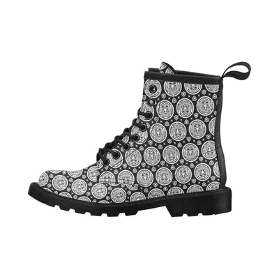 Calendar Aztec White Black Print Pattern Women's Boots