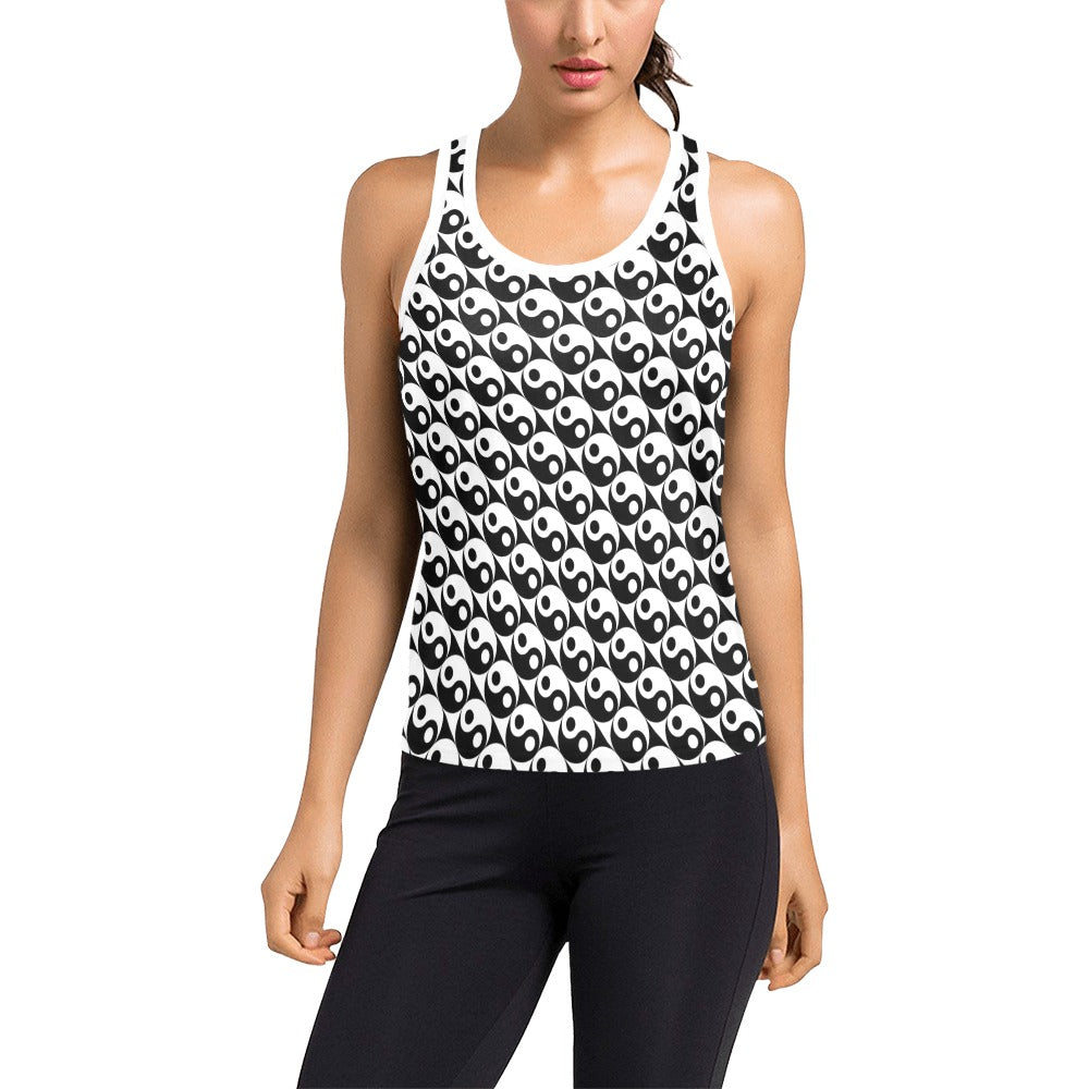 Yin Yang Print Design LKS304 Women's Racerback Tank Top