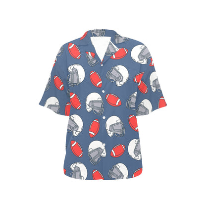 American Football Helmet Design Pattern Women's Hawaiian Shirt