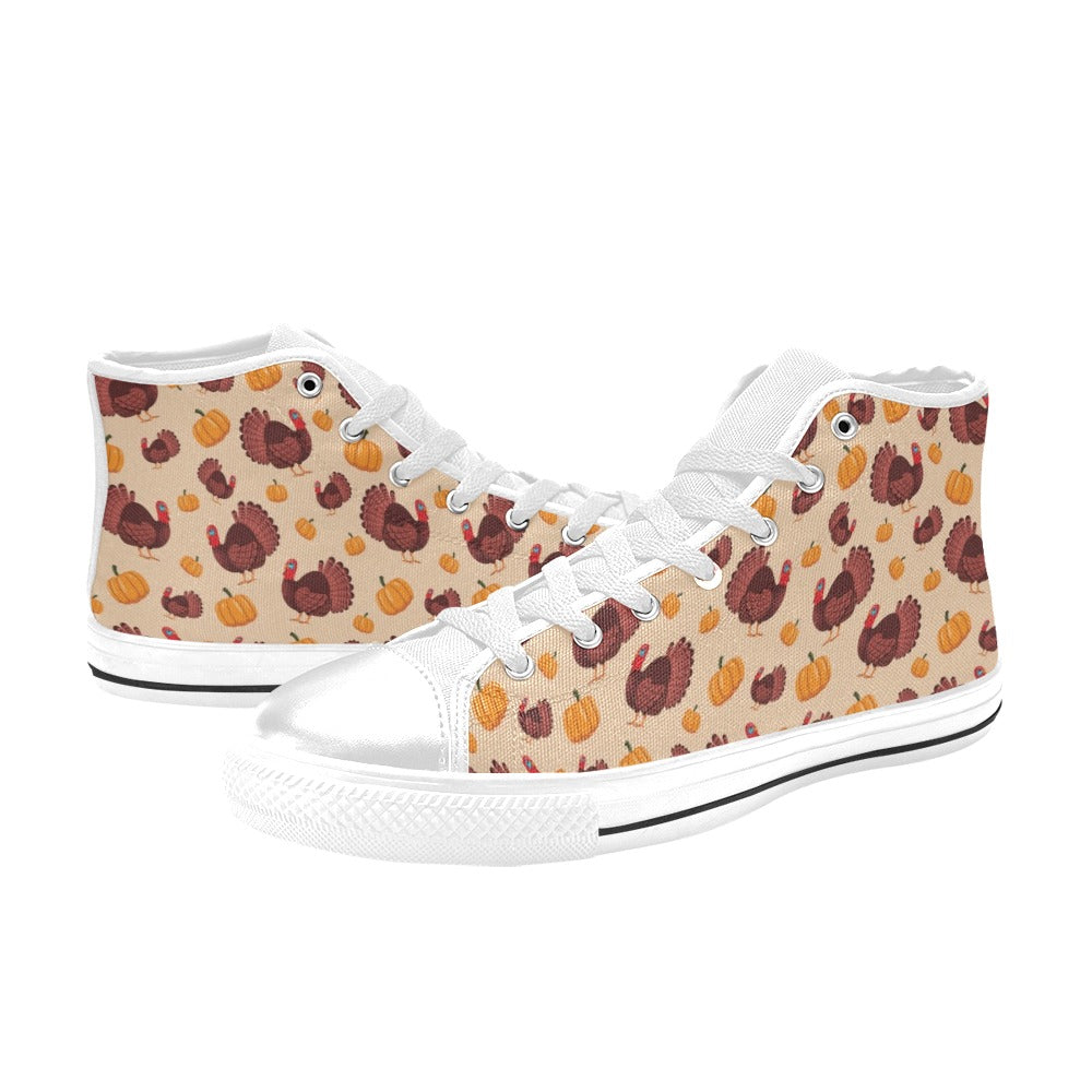 Thanksgiving Print Design LKS308 High Top Women's White Shoes