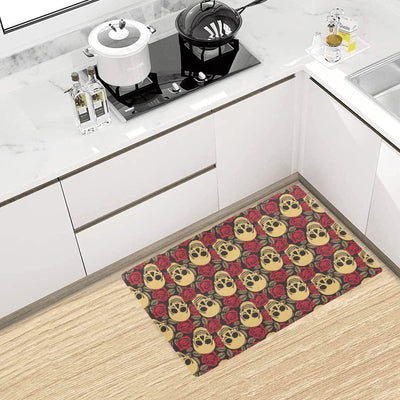 Skull And Roses Print Design LKS302 Kitchen Mat