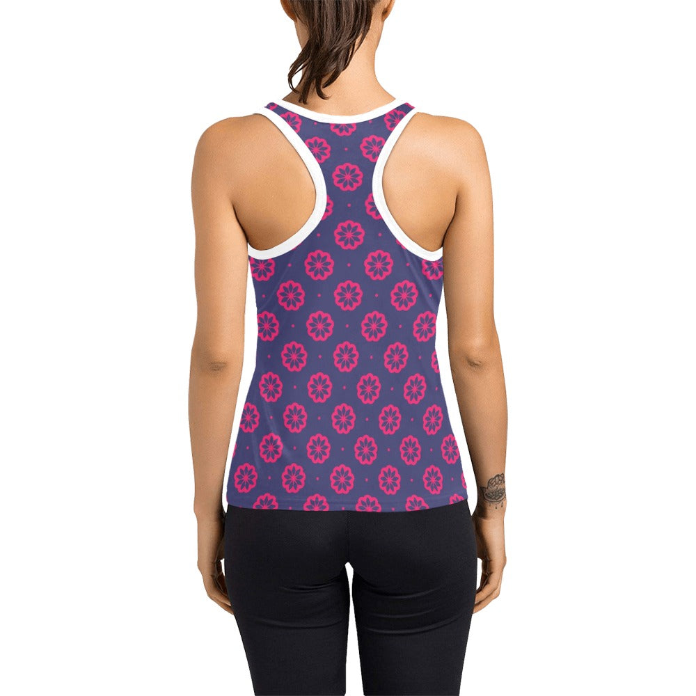 Water Lily Print Design LKS301 Women's Racerback Tank Top