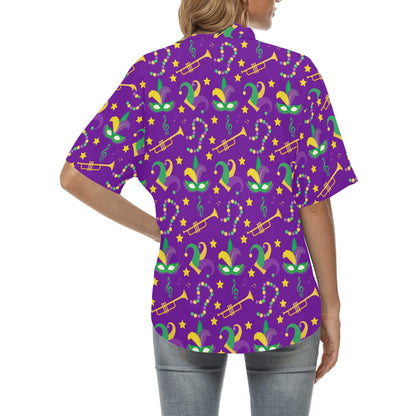 Mardi Gras Pattern Print Design 06 Women's Hawaiian Shirt