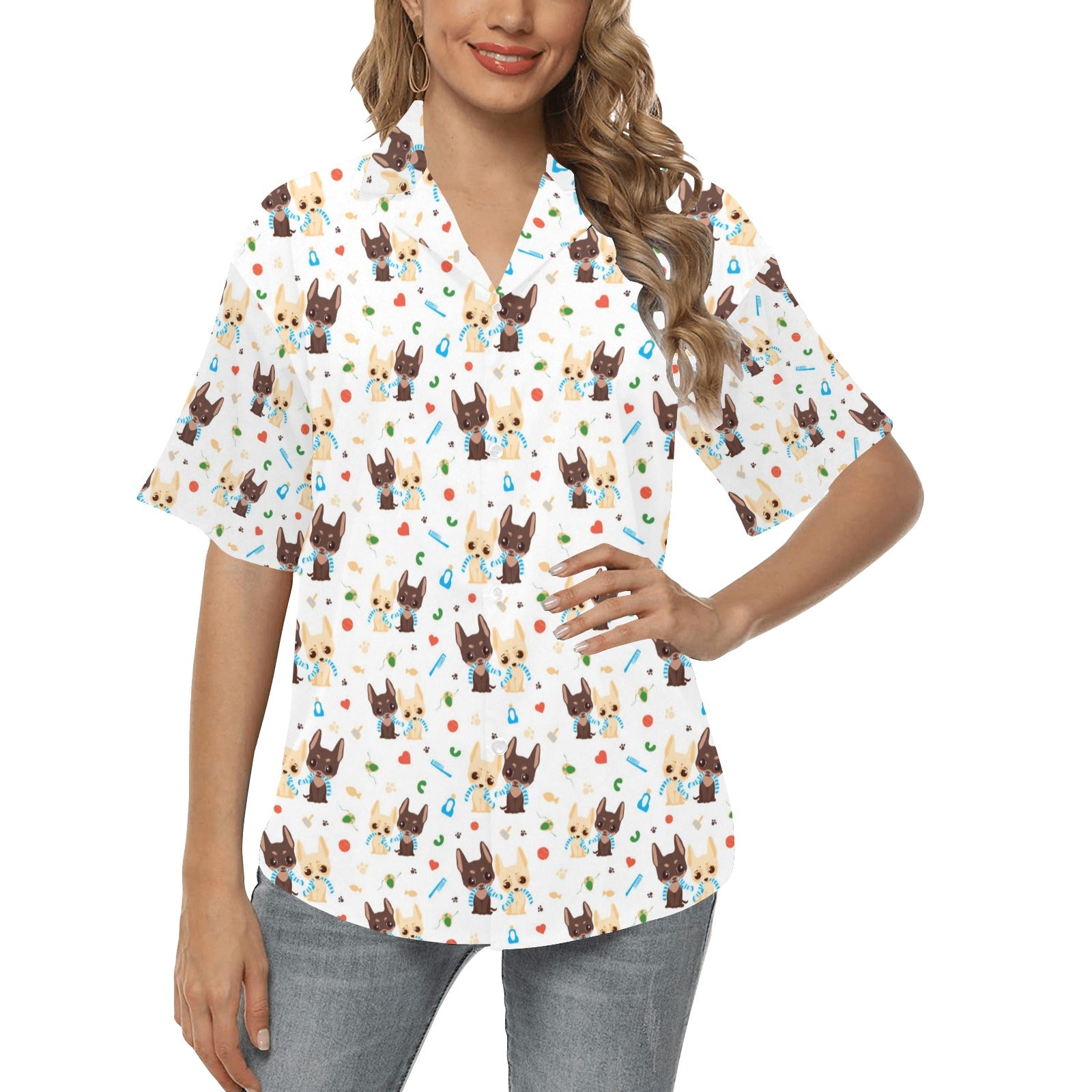 Chihuahua Pattern Print Design 06 Women's Hawaiian Shirt