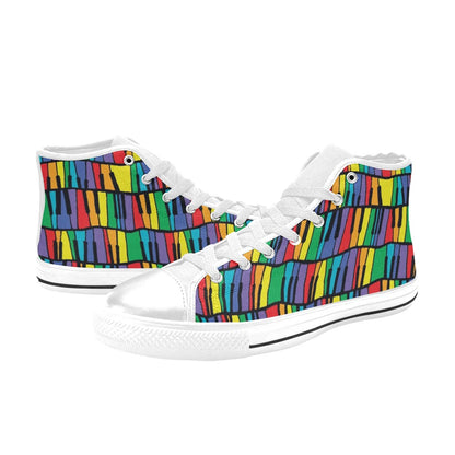 Piano Print Design LKS402 High Top Women's White Shoes
