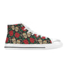 Sugar Skull Red Rose Print Design LKS301 High Top Women's White Shoes