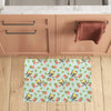 Bird with Red Flower Print Pattern Kitchen Mat