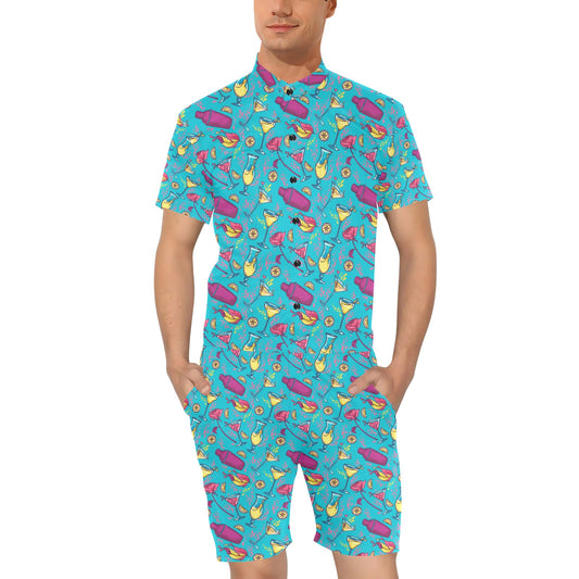 Cocktail Pattern Print Design 03 Men's Romper