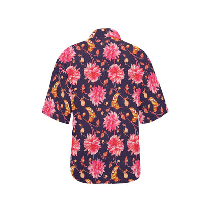 Dahlia Pattern Print Design DH03 Women's Hawaiian Shirt