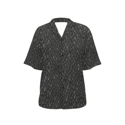 Snake Skin Black Print Women's Hawaiian Shirt