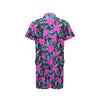 Neon Pink Hibiscus Pattern Print Design HB015 Men's Romper