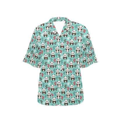 Panda Bear Cute Themed Print Women's Hawaiian Shirt