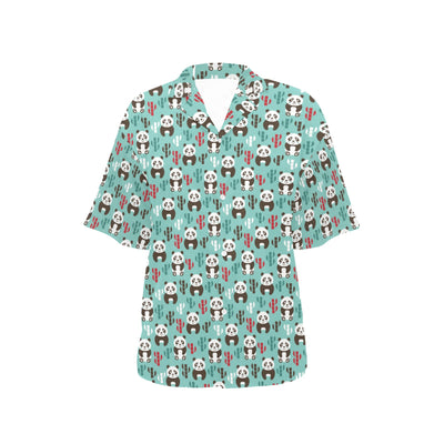 Panda Bear Cute Themed Print Women's Hawaiian Shirt