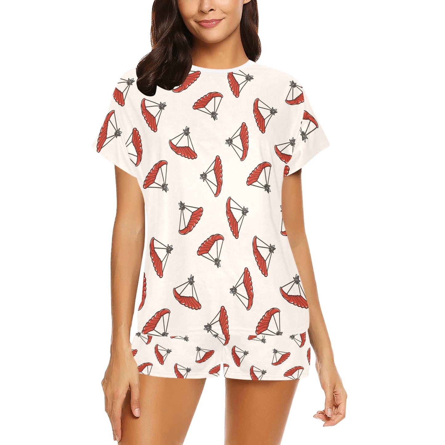 Skydiver Print Design LKS302 Women's Short Pajama Set