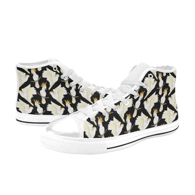 Cockatoo Print Design LKS402 High Top Women's White Shoes