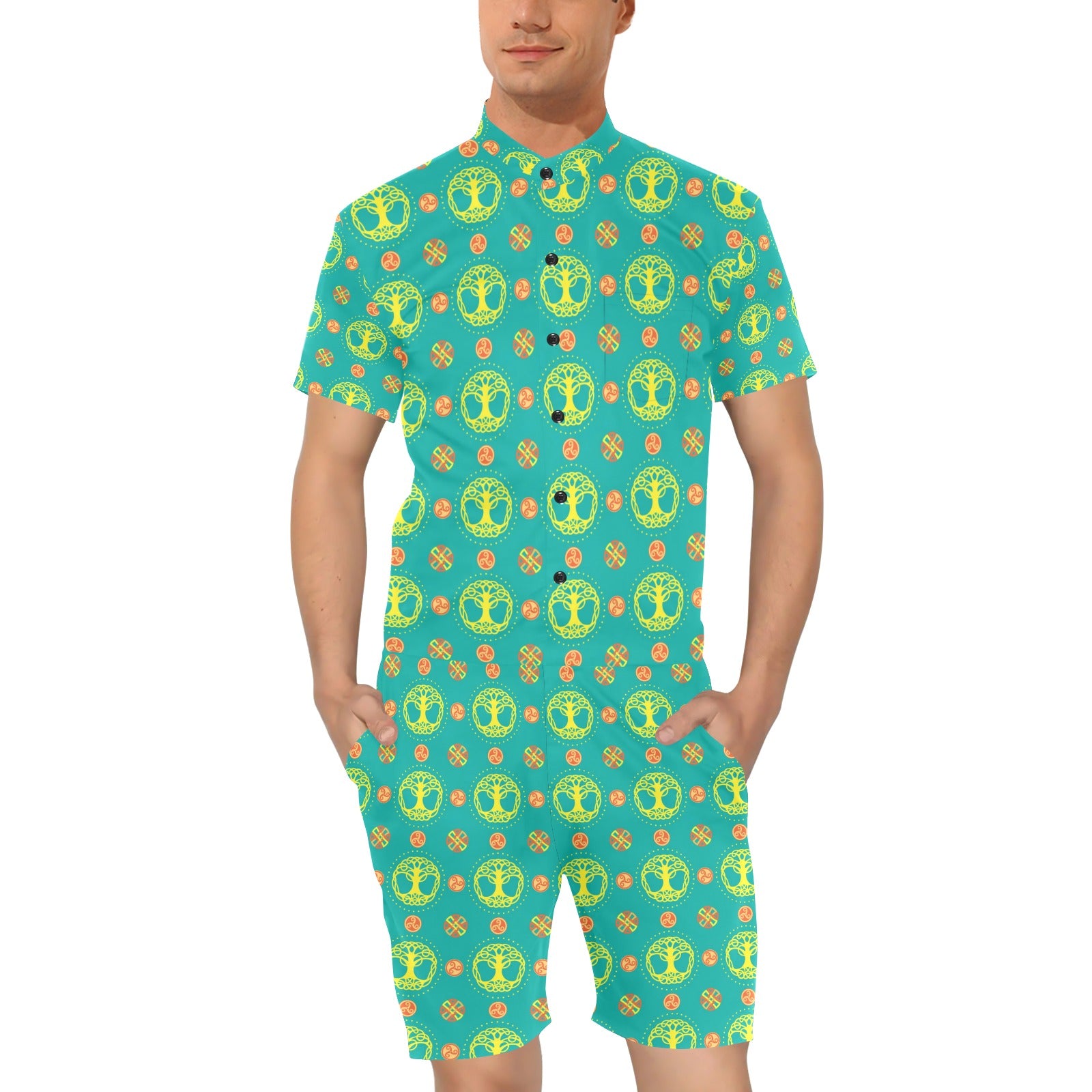 Celtic Tree of Life Print Pattern Men's Romper