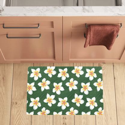 White Plumeria Pattern Print Design PM020 Kitchen Mat