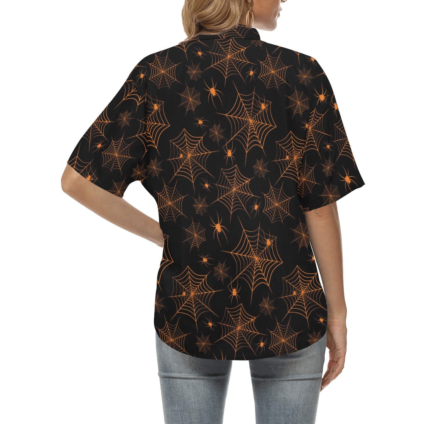Spider Web Print Design LKS306 Women's Hawaiian Shirt