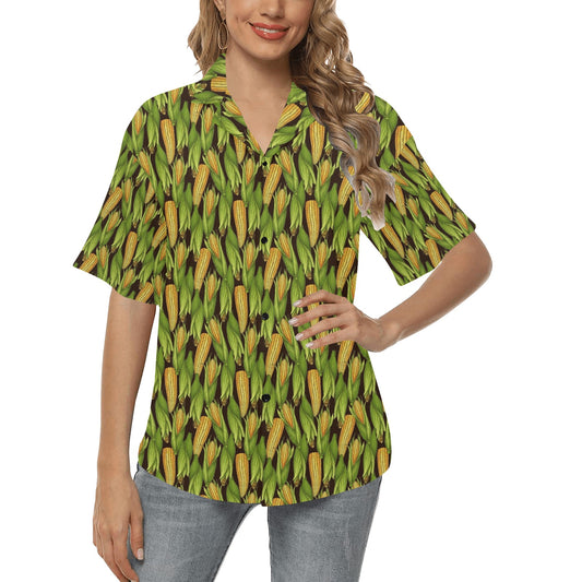 Agricultural Corn cob Print Women's Hawaiian Shirt