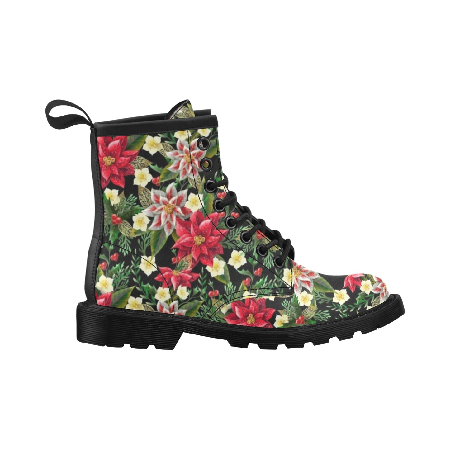 Poinsettia Pattern Print Design POT05 Women's Boots