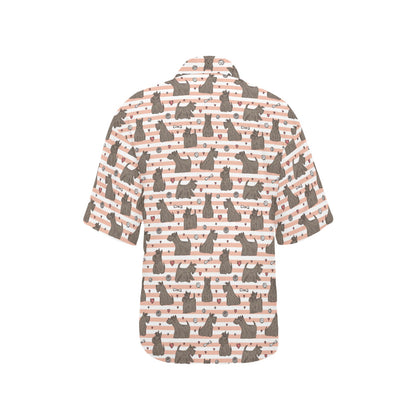Scottish Terriers Print Design LKS3016 Women's Hawaiian Shirt