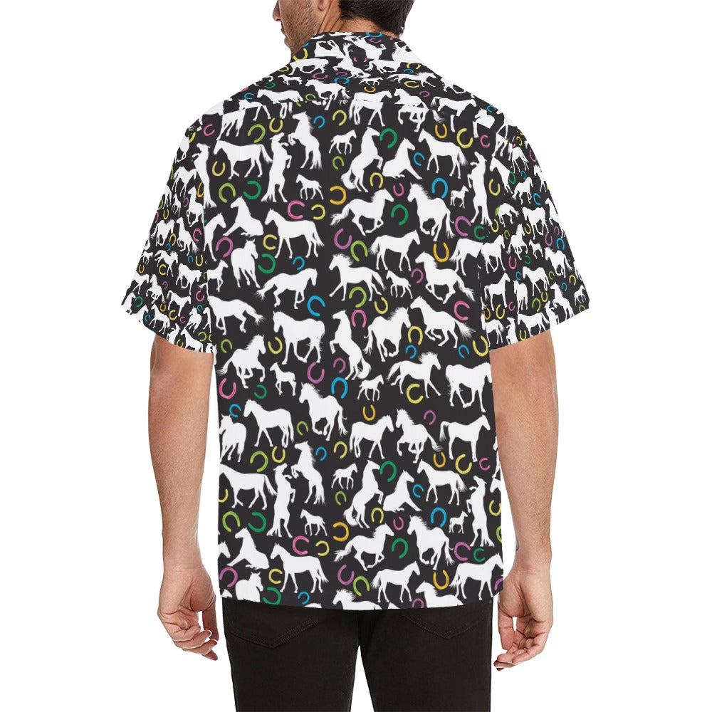 Horse Hoof Colorful Print Design LKS301 Men's Hawaiian Shirt