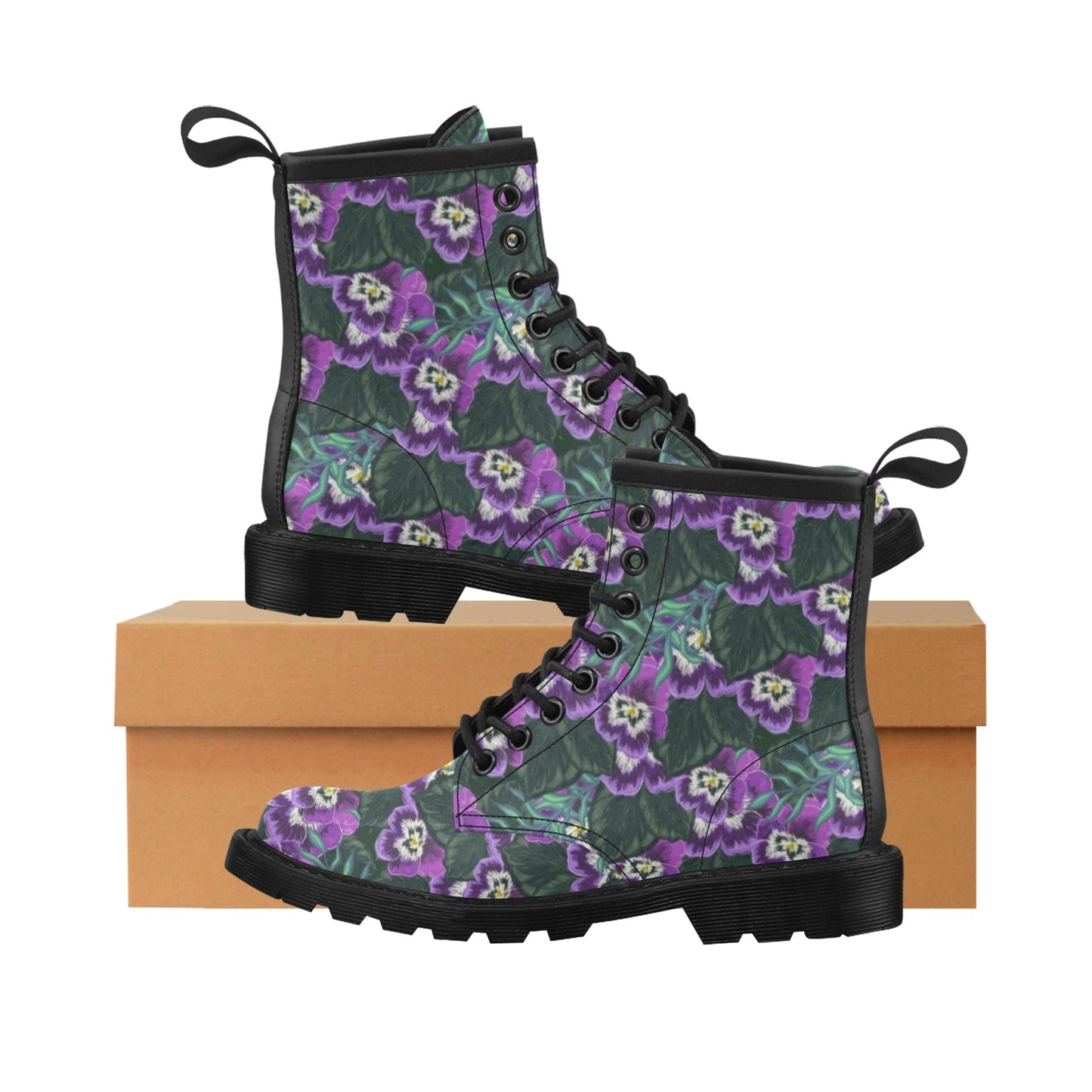 Pansy Pattern Print Design PS07 Women's Boots