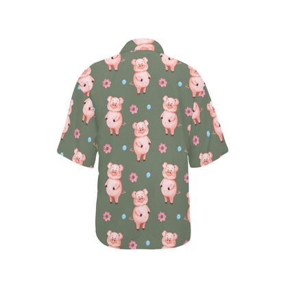 Pig Pattern Print Design 03 Women's Hawaiian Shirt
