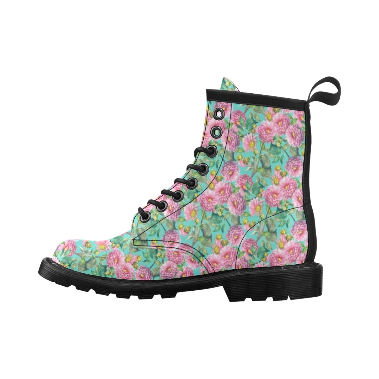 Dahlia Pattern Print Design DH07 Women's Boots