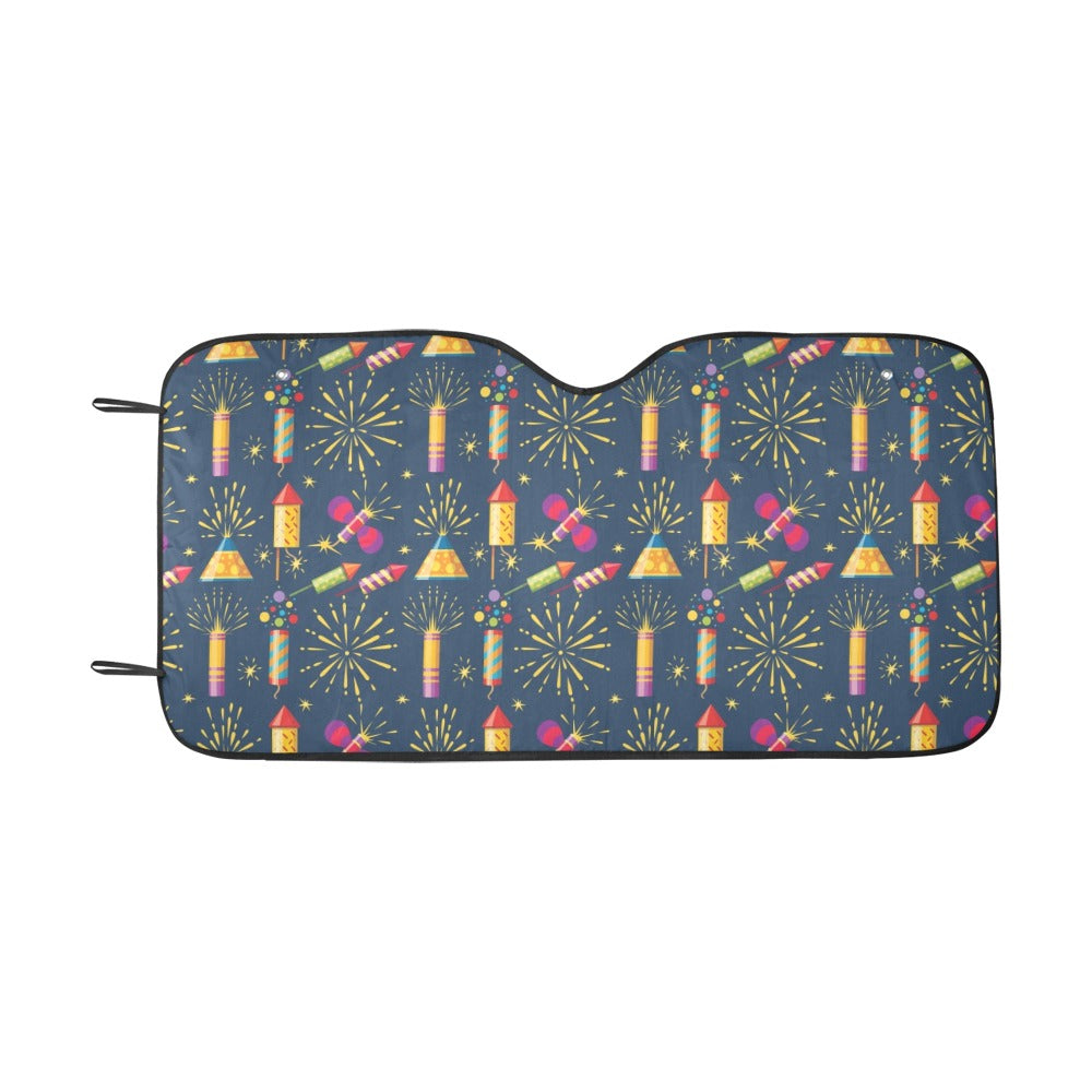 Firework Sparkling Rockets Print Design LKS306 Car front Windshield Sun Shade