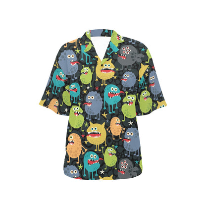Monster Pattern Print Design 01 Women's Hawaiian Shirt