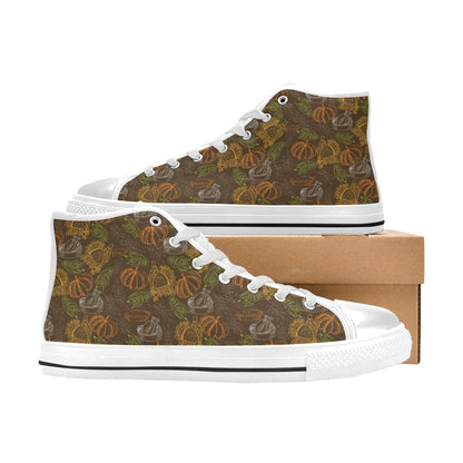 Thanksgiving Print Design LKS301 High Top Women's White Shoes