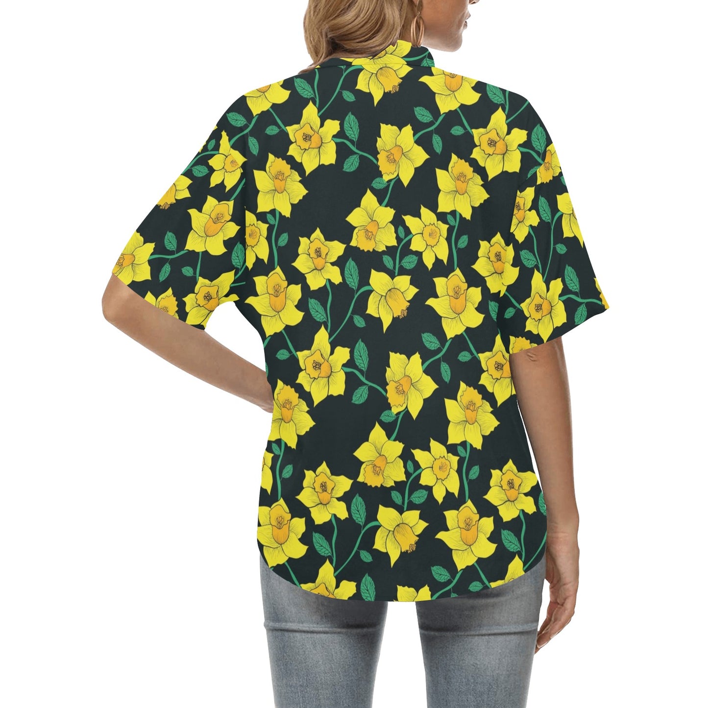 Daffodils Pattern Print Design DF03 Women's Hawaiian Shirt
