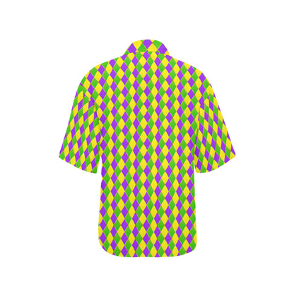 Mardi Gras Pattern Print Design 01 Women's Hawaiian Shirt