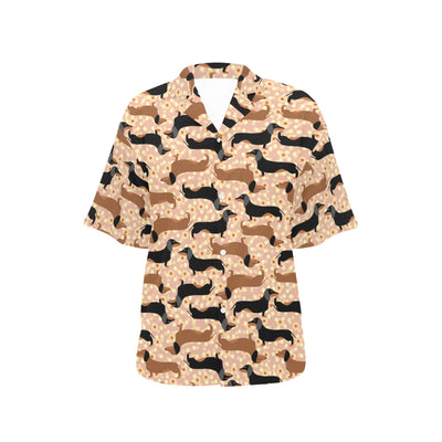 Dachshund Pattern Print Design 011 Women's Hawaiian Shirt