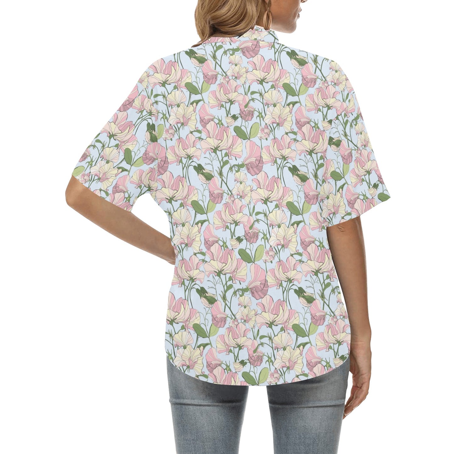Sweet Pea Print Design LKS304 Women's Hawaiian Shirt