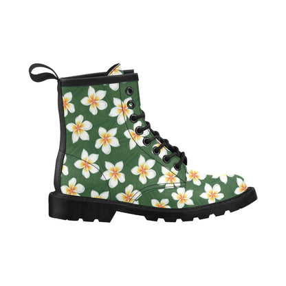 White Plumeria Pattern Print Design PM020 Women's Boots