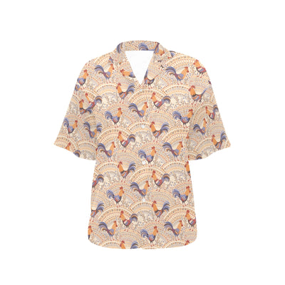 Chicken Boho Style Pattern Women's Hawaiian Shirt