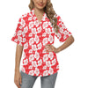 Flower Hawaiian Hibiscus Red Background Print Women's Hawaiian Shirt