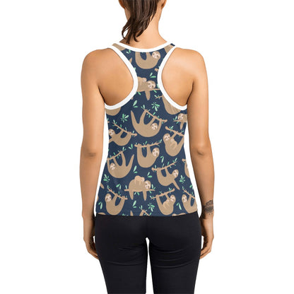 Sloth Print Design LKS307 Women's Racerback Tank Top